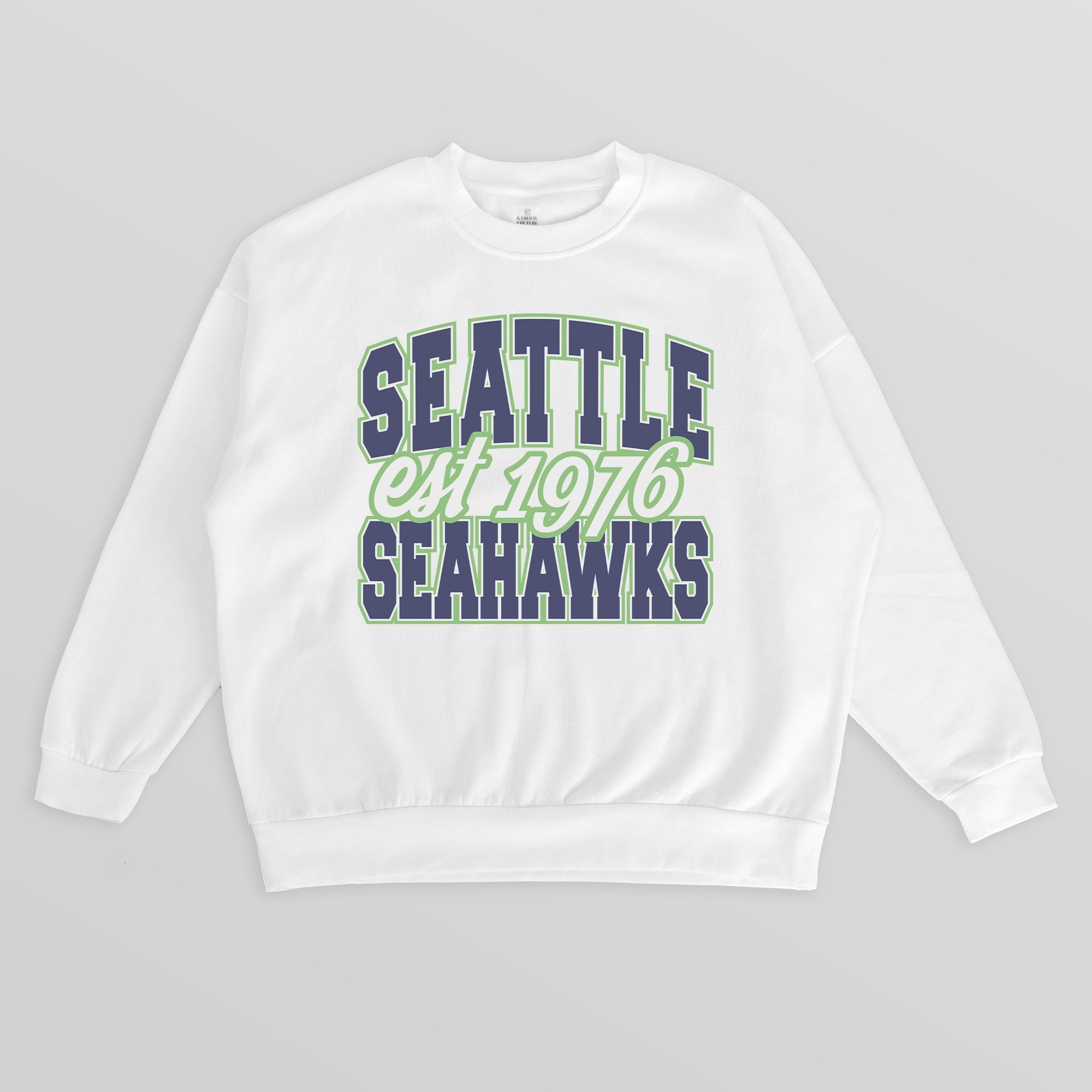 SEATTLE SEAHAWKS FADED FORMATION PREMIUM FLEECE CREWNECK PULLOVER
