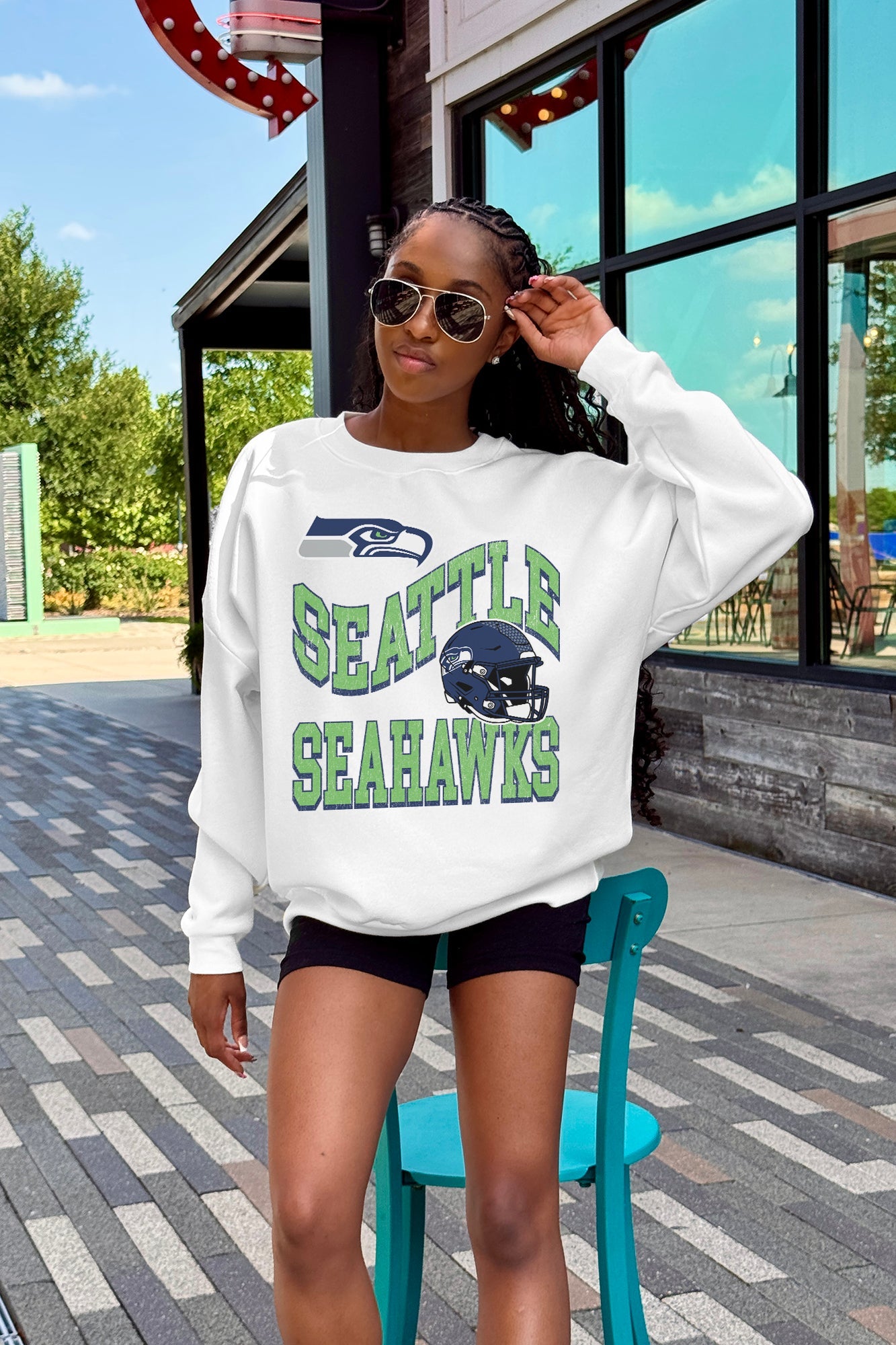 SEATTLE SEAHAWKS HARD EARNED PREMIUM FLEECE CREWNECK PULLOVER