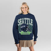 SEATTLE SEAHAWKS CLASSIC ARCHIVES PREMIUM FLEECE DROP SHOULDER CREWNECK PULLOVER