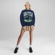 SEATTLE SEAHAWKS CLASSIC ARCHIVES PREMIUM FLEECE DROP SHOULDER CREWNECK PULLOVER