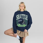 SEATTLE SEAHAWKS CLASSIC ARCHIVES PREMIUM FLEECE DROP SHOULDER CREWNECK PULLOVER