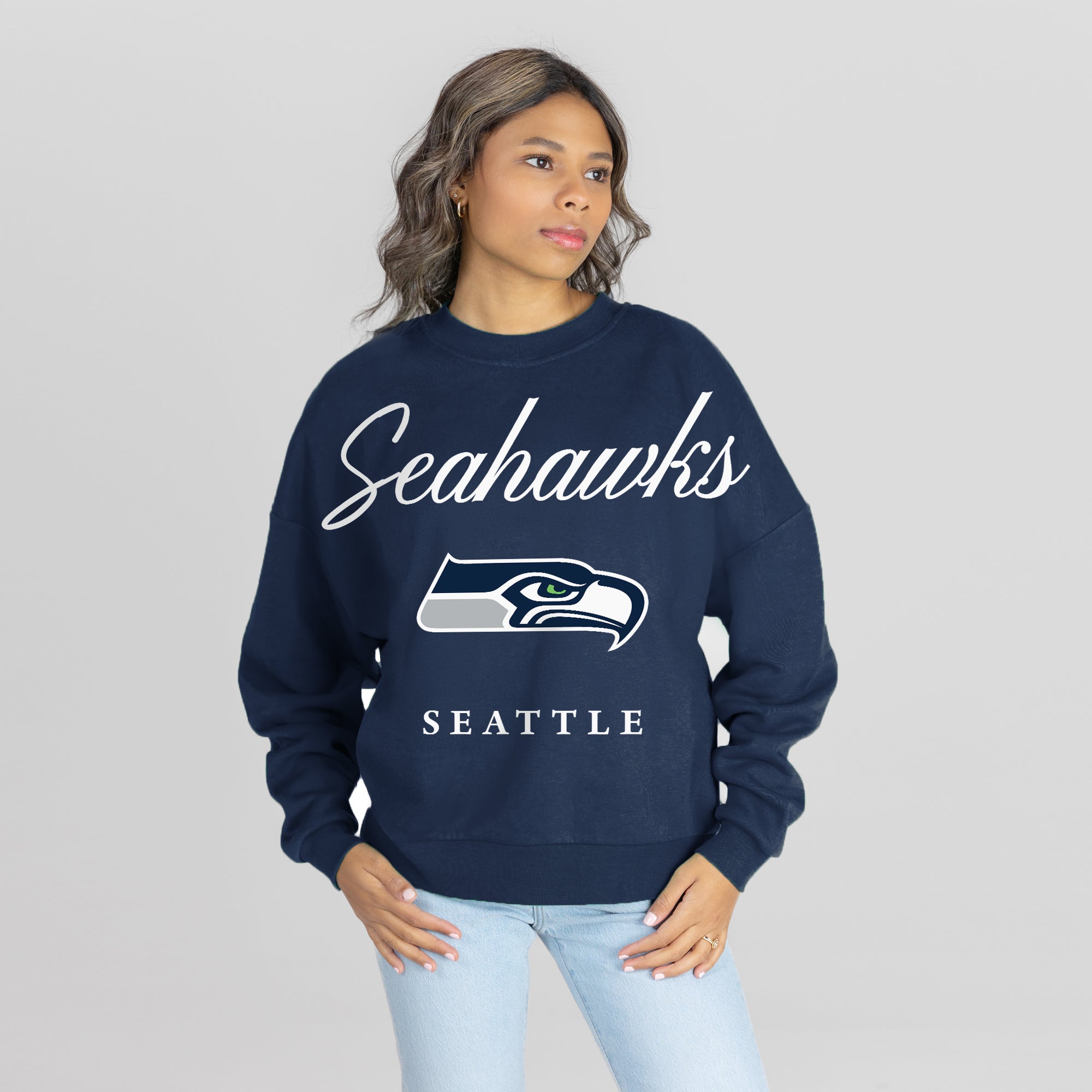 SEATTLE SEAHAWKS LEGACY CLUB PREMIUM FLEECE CREWNECK PULLOVER