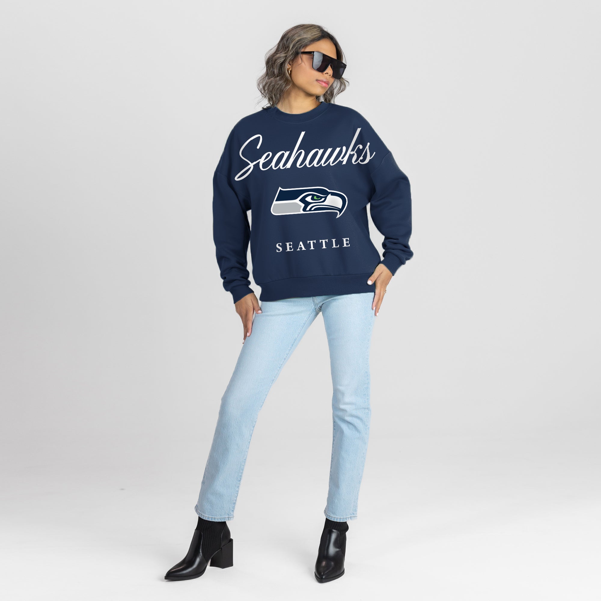SEATTLE SEAHAWKS LEGACY CLUB PREMIUM FLEECE CREWNECK PULLOVER