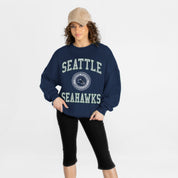 SEATTLE SEAHAWKS PRIME PLAY PREMIUM FLEECE DROP SHOULDER CREWNECK PULLOVER