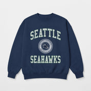 SEATTLE SEAHAWKS PRIME PLAY PREMIUM FLEECE DROP SHOULDER CREWNECK PULLOVER