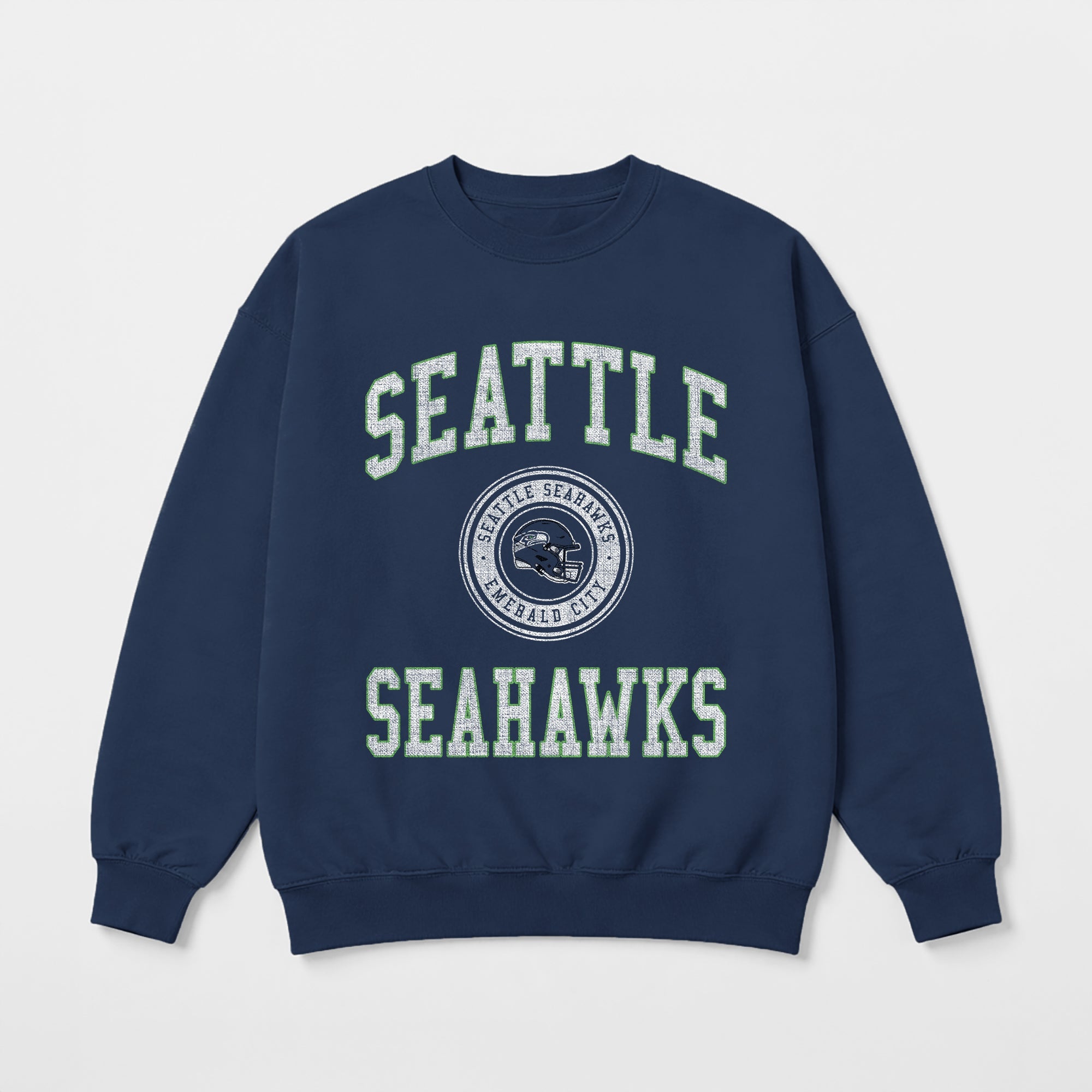 SEATTLE SEAHAWKS PRIME PLAY PREMIUM FLEECE DROP SHOULDER CREWNECK PULLOVER