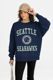 SEATTLE SEAHAWKS PRIME PLAY PREMIUM FLEECE DROP SHOULDER CREWNECK PULLOVER