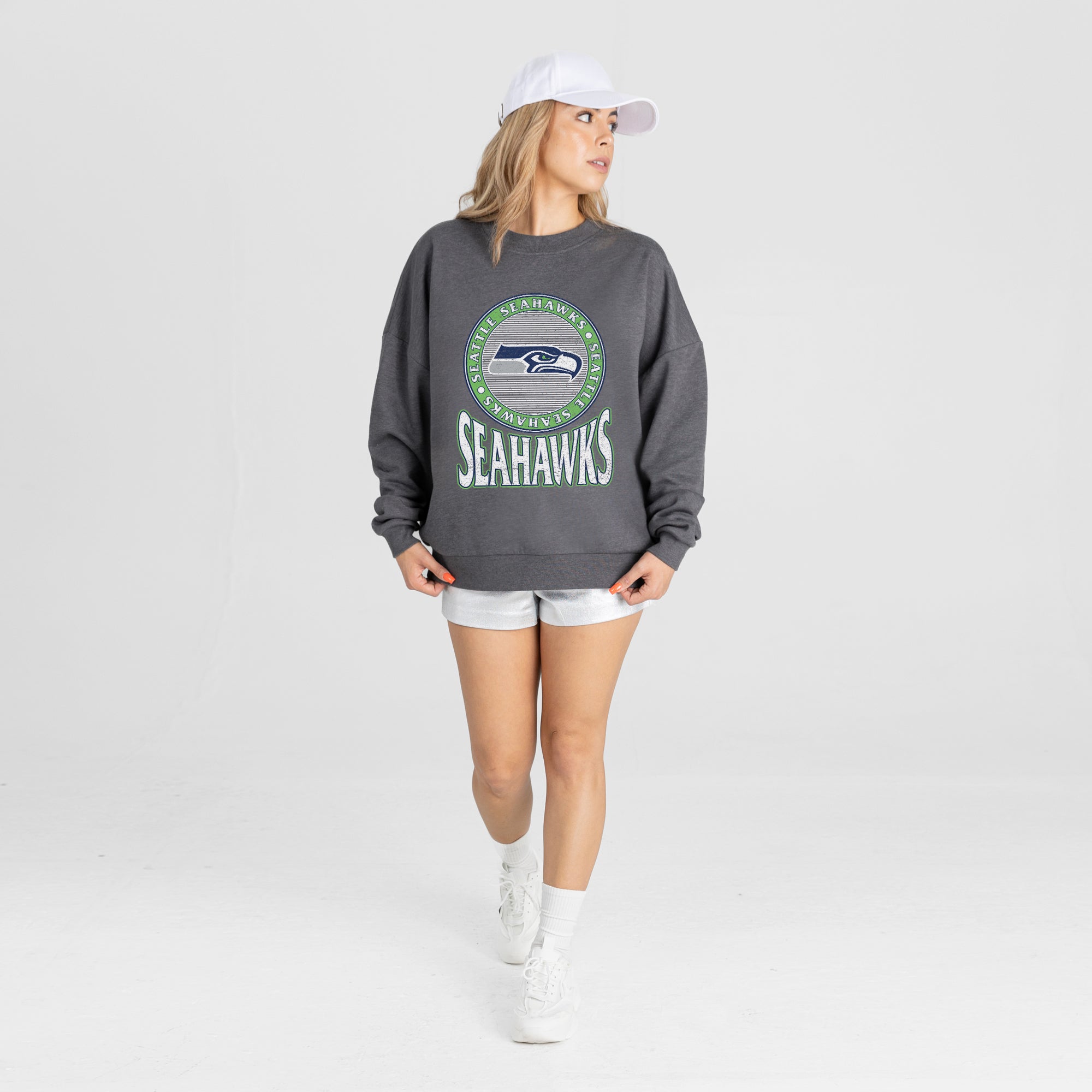 SEATTLE SEAHAWKS SATURDAY SEAL PREMIUM FLEECE DROP SHOULDER CREWNECK PULLOVER