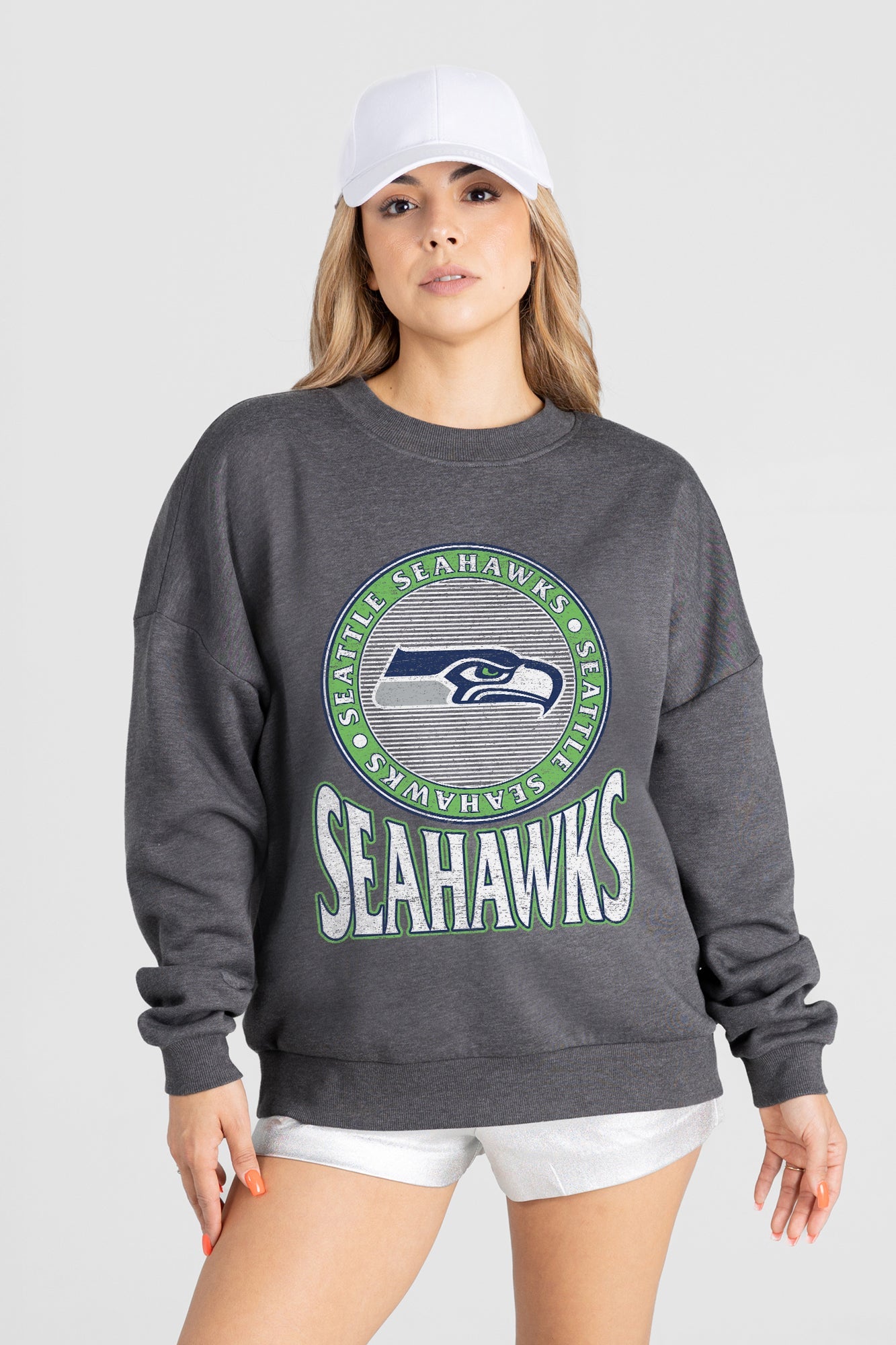 SEATTLE SEAHAWKS SATURDAY SEAL PREMIUM FLEECE DROP SHOULDER CREWNECK PULLOVER