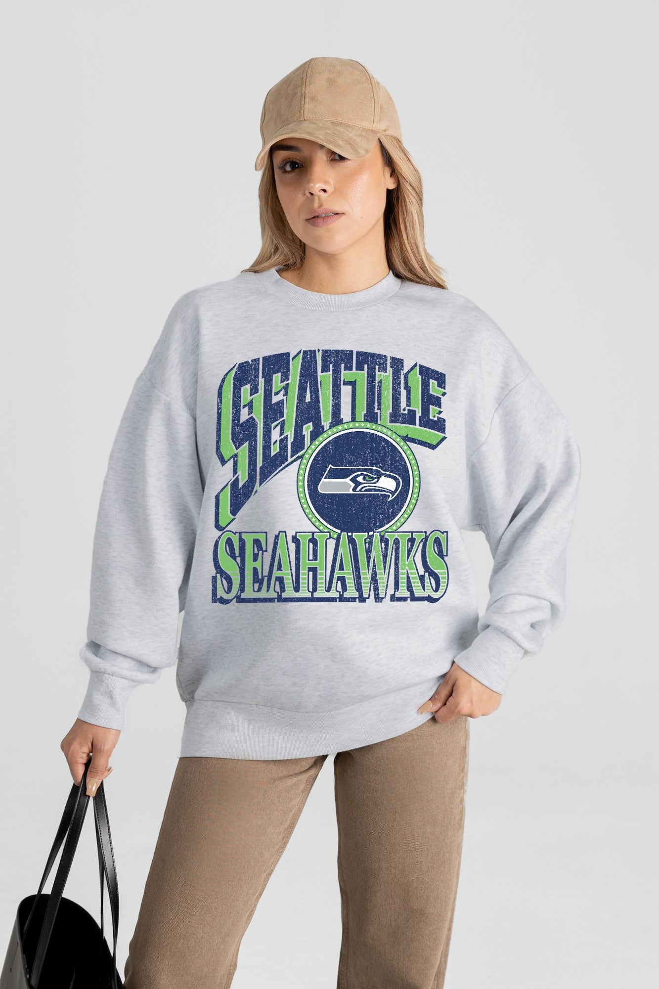 SEATTLE SEAHAWKS GAME ON PREMIUM FLEECE DROP SHOULDER CREWNECK PULLOVER