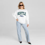 SEATTLE SEAHAWKS SWEET PLAY PREMIUM FLEECE DROP SHOULDER CREWNECK PULLOVER