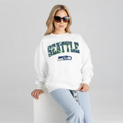 SEATTLE SEAHAWKS SWEET PLAY PREMIUM FLEECE DROP SHOULDER CREWNECK PULLOVER
