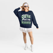 SEATTLE SEAHAWKS MAIN CHARACTER PREMIUM FLEECE DROP SHOULDER CREWNECK PULLOVER