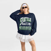 SEATTLE SEAHAWKS MAIN CHARACTER PREMIUM FLEECE DROP SHOULDER CREWNECK PULLOVER