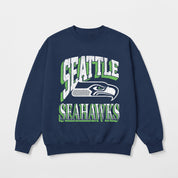 SEATTLE SEAHAWKS MAIN CHARACTER PREMIUM FLEECE DROP SHOULDER CREWNECK PULLOVER