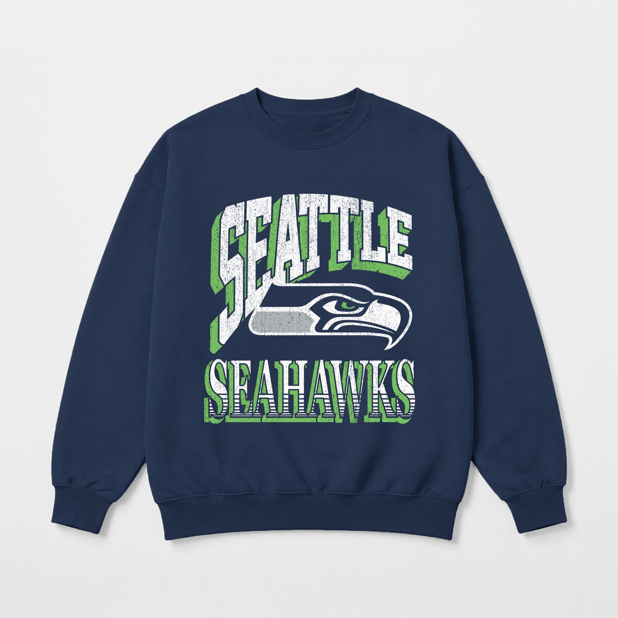 SEATTLE SEAHAWKS MAIN CHARACTER PREMIUM FLEECE DROP SHOULDER CREWNECK PULLOVER