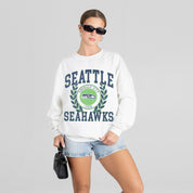 SEATTLE SEAHAWKS GOLD STANDARD PREMIUM FLEECE DROP SHOULDER CREWNECK PULLOVER