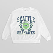 SEATTLE SEAHAWKS GOLD STANDARD PREMIUM FLEECE DROP SHOULDER CREWNECK PULLOVER