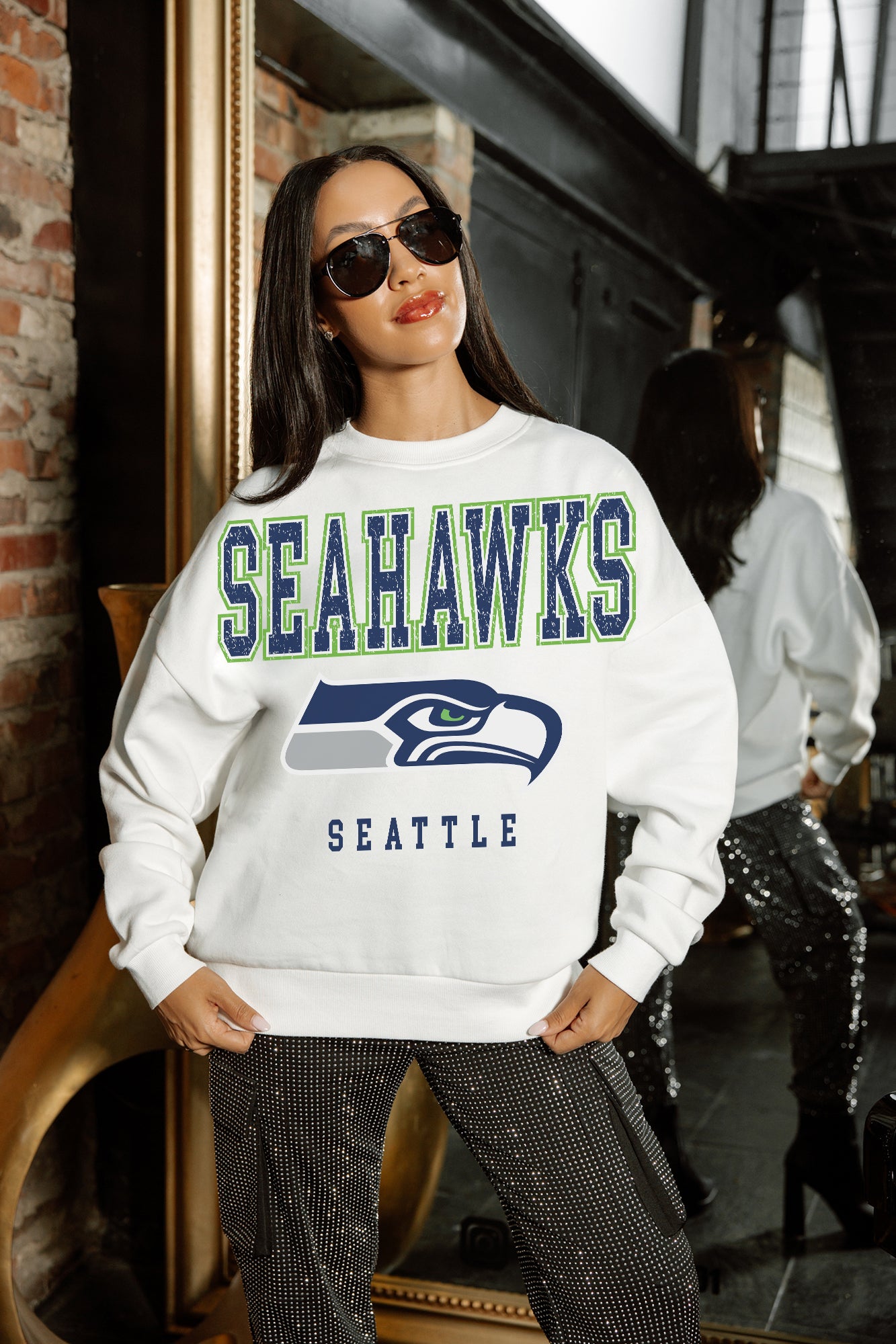 SEATTLE SEAHAWKS Sunday Drives Fleece Crewneck Pullover