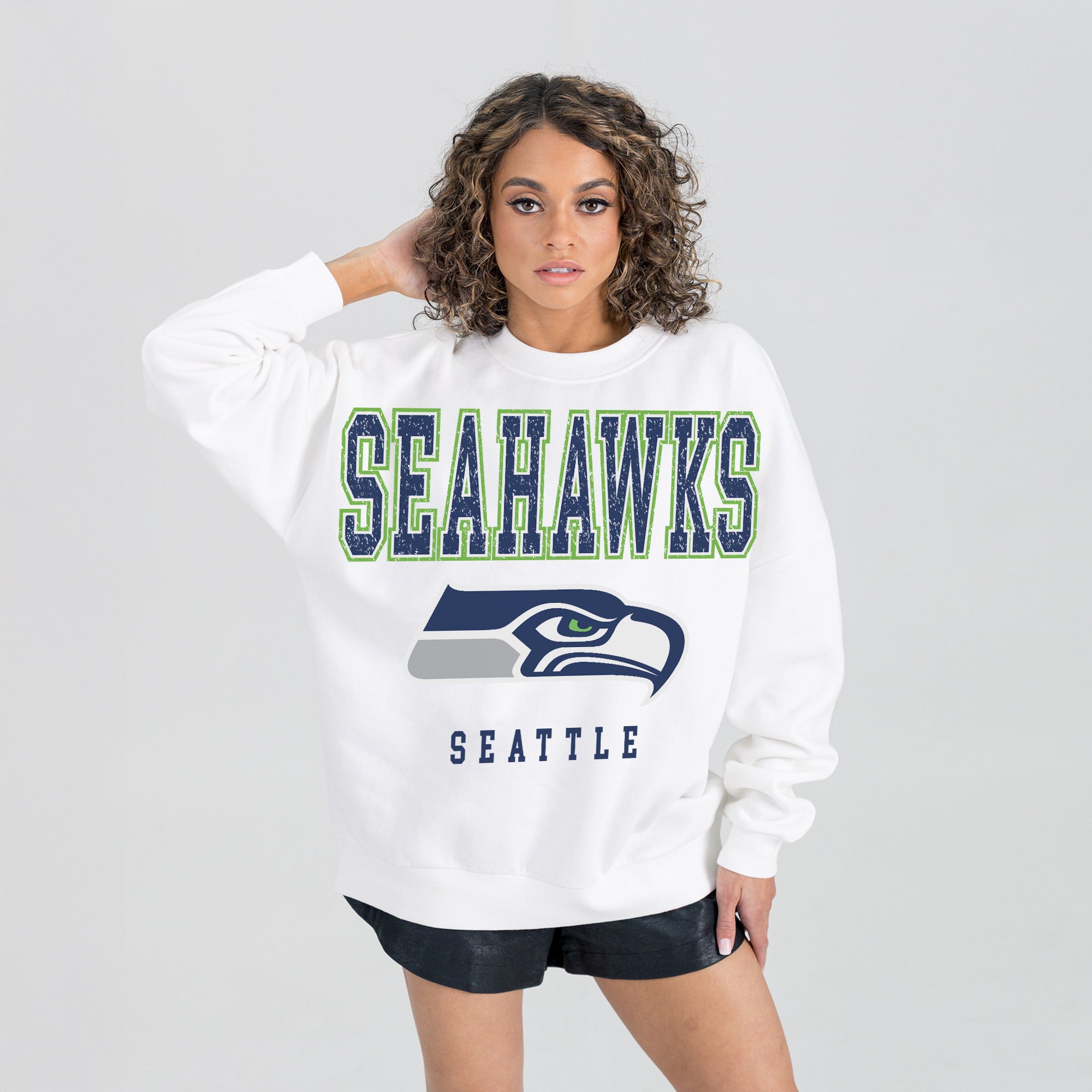 SEATTLE SEAHAWKS Sunday Drives Fleece Crewneck Pullover
