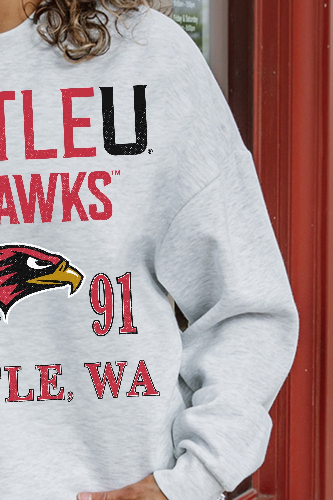 SEATTLE U REDHAWKS ALLEGIANCE PREMIUM FLEECE DROP SHOULDER CREWNECK PULLOVER