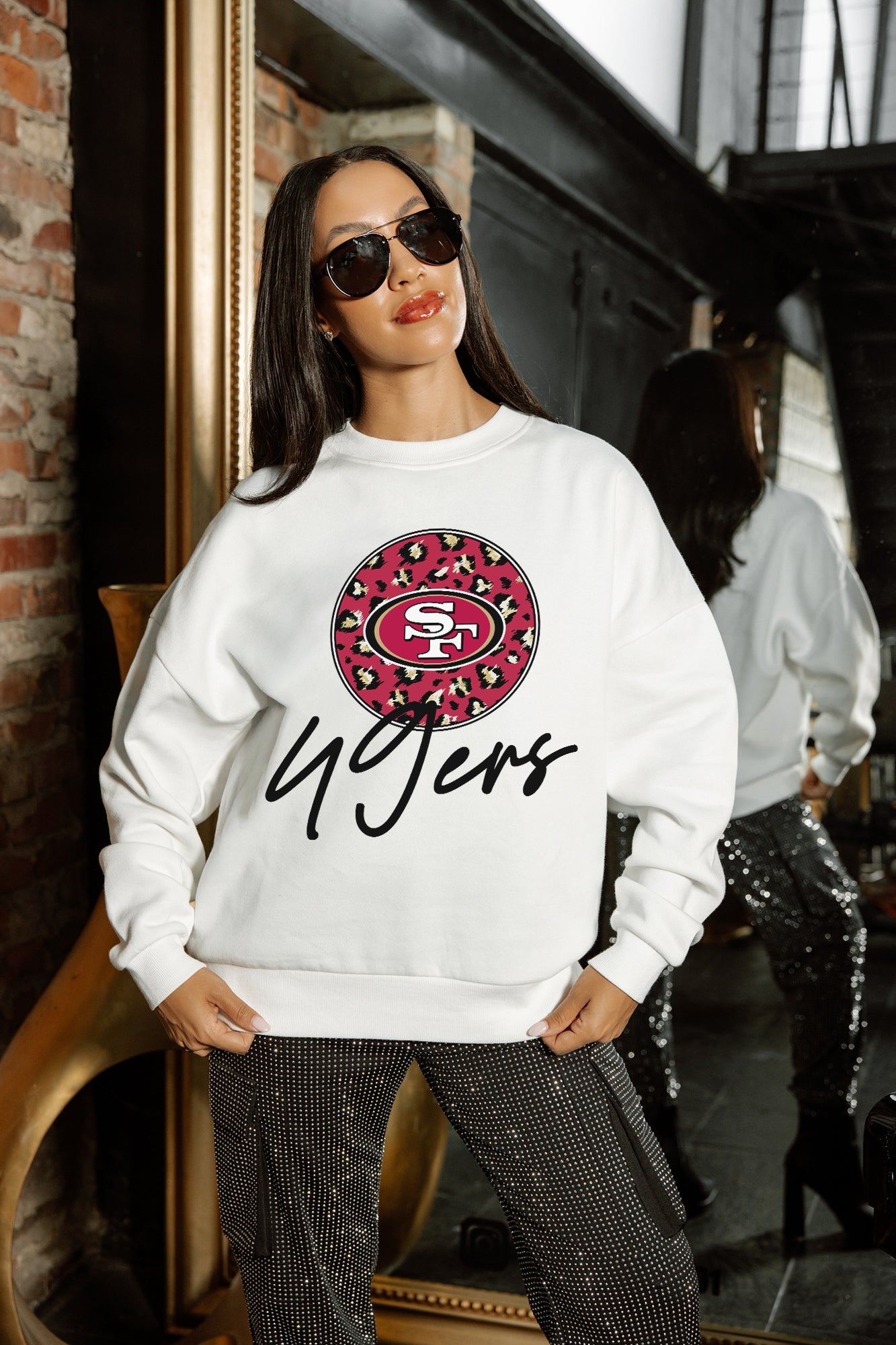 SAN FRANCISCO 49ERS WILD BREAKTHROUGH PREMIUM FLEECE CREWNECK PULLOVER