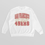 SAN FRANCISCO 49ERS FADED FORMATION PREMIUM FLEECE CREWNECK PULLOVER