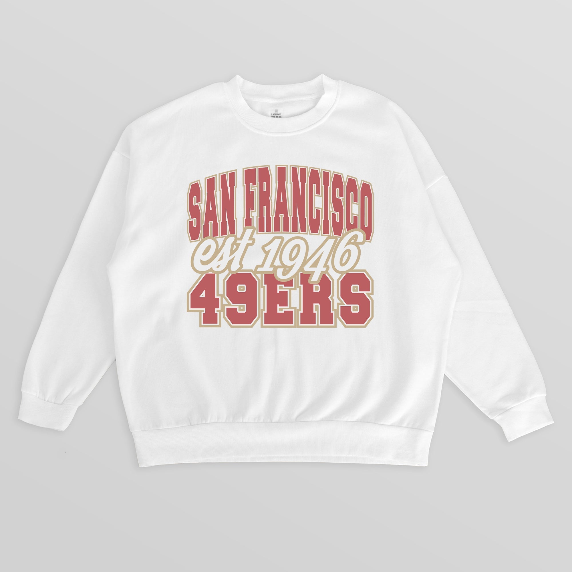 SAN FRANCISCO 49ERS FADED FORMATION PREMIUM FLEECE CREWNECK PULLOVER