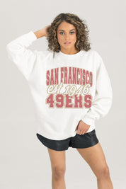 SAN FRANCISCO 49ERS FADED FORMATION PREMIUM FLEECE CREWNECK PULLOVER