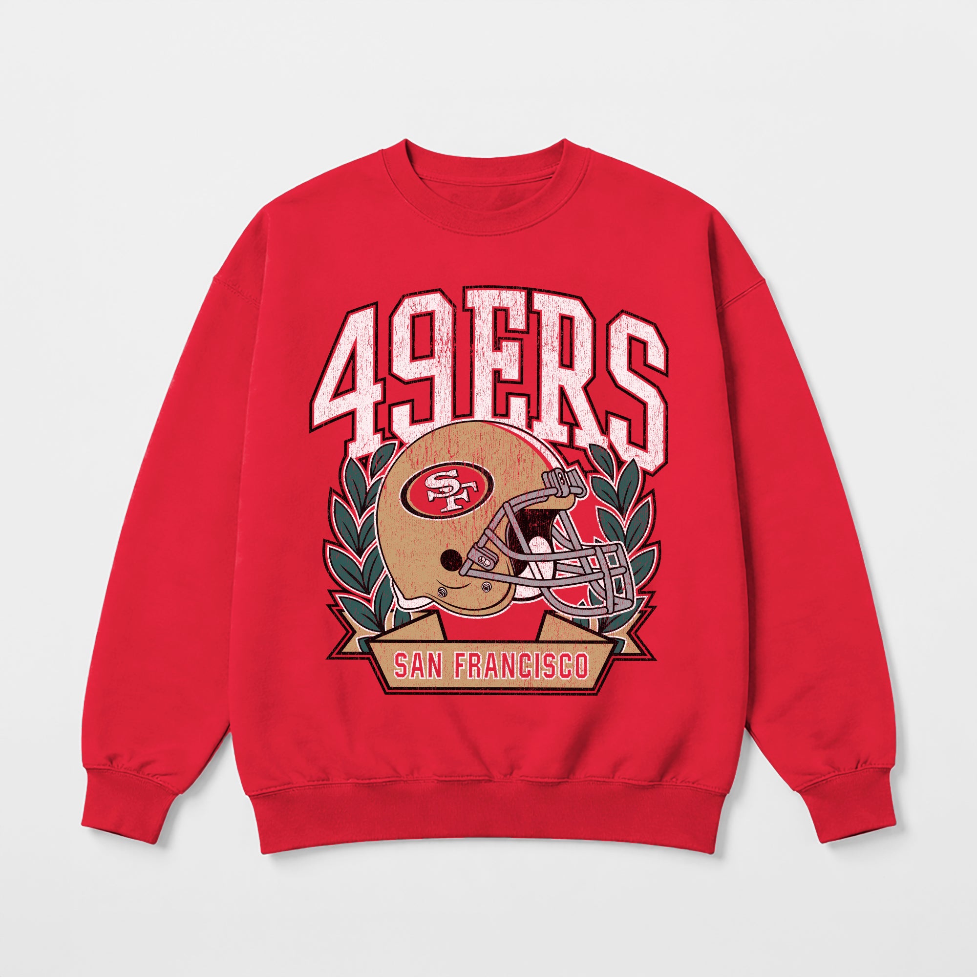 SAN FRANCISCO 49ERS CLASSIC ARCHIVES PREMIUM FLEECE DROP SHOULDER CREWNECK PULLOVER