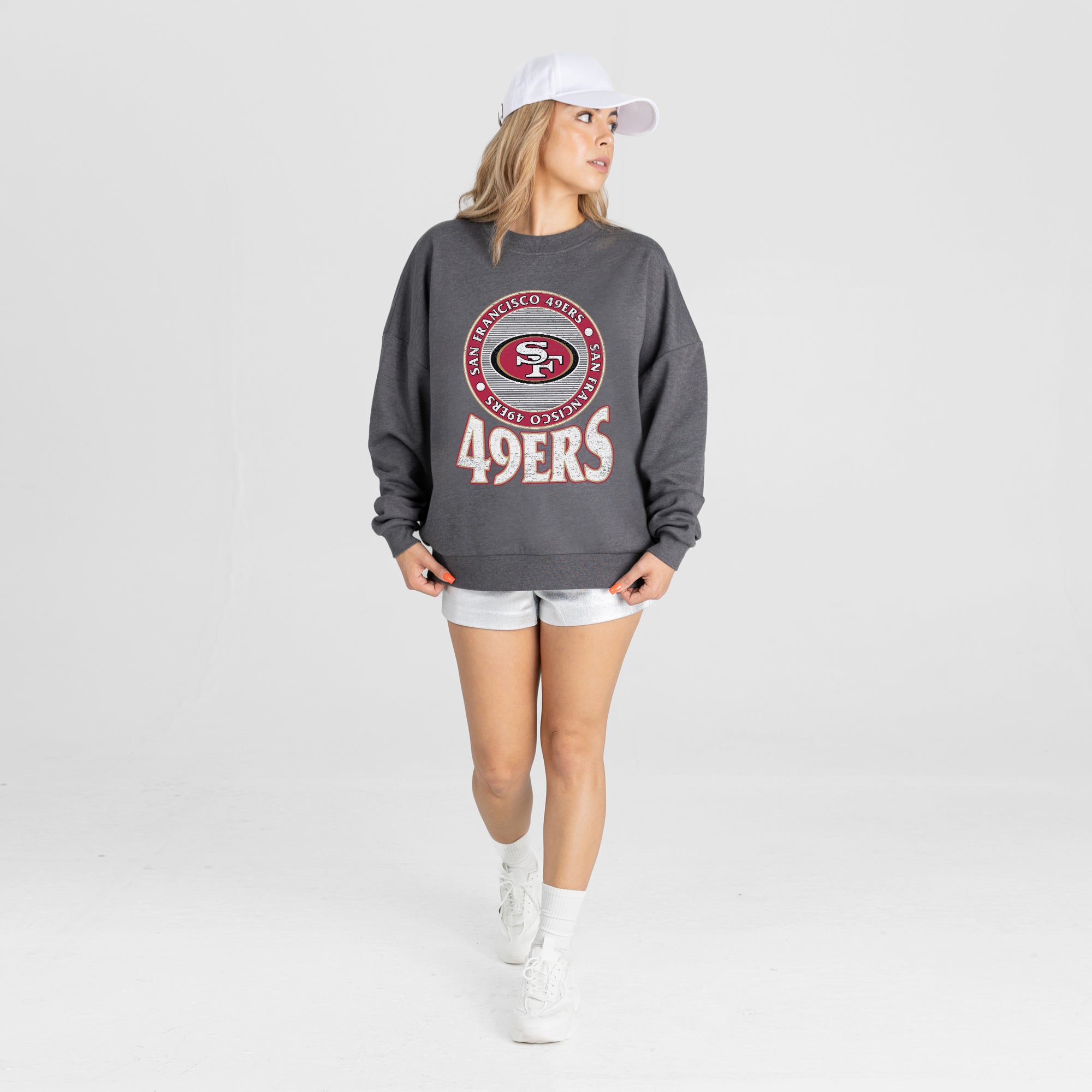 SAN FRANCISCO 49ERS SATURDAY SEAL PREMIUM FLEECE DROP SHOULDER CREWNECK PULLOVER