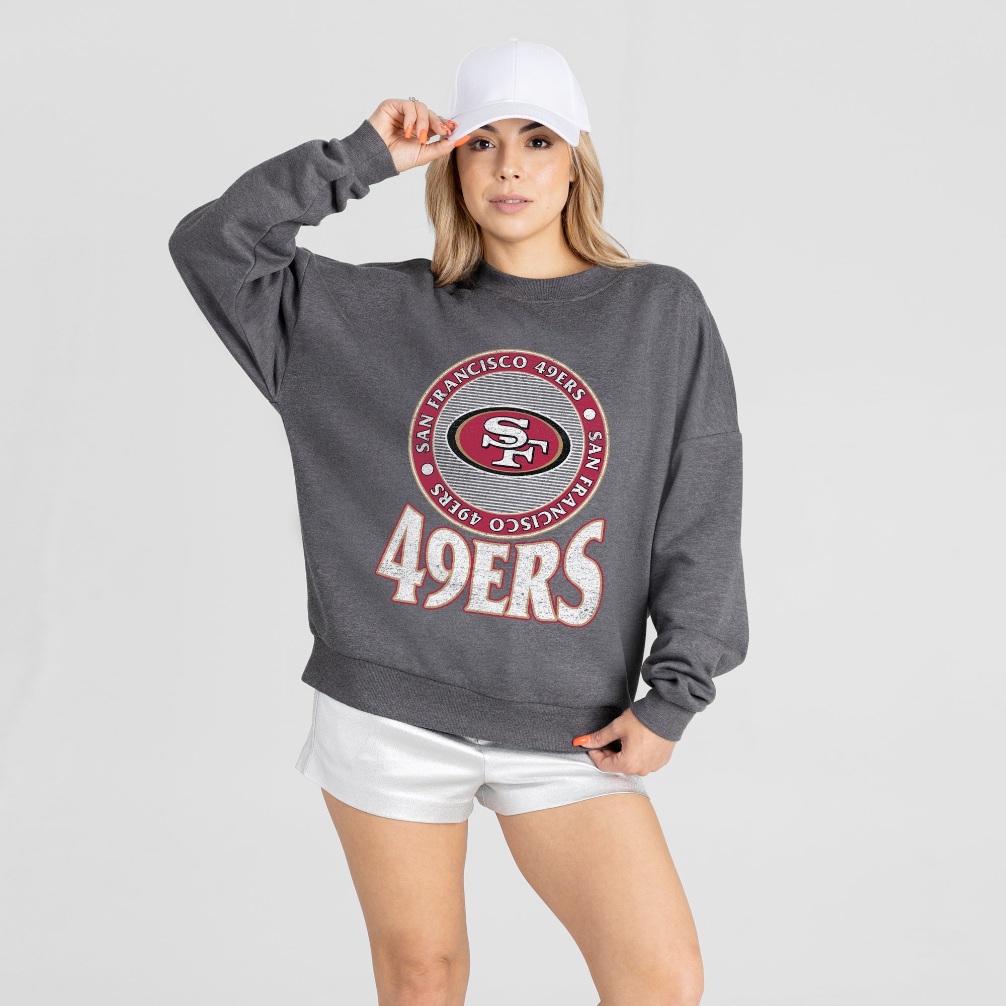 SAN FRANCISCO 49ERS SATURDAY SEAL PREMIUM FLEECE DROP SHOULDER CREWNECK PULLOVER