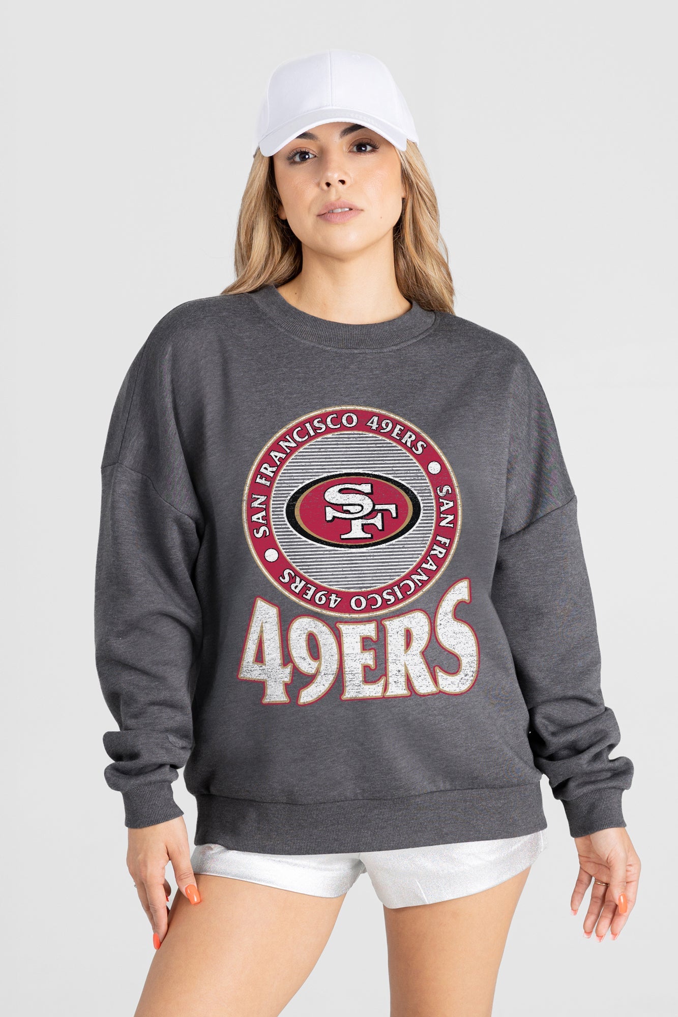 SAN FRANCISCO 49ERS SATURDAY SEAL PREMIUM FLEECE DROP SHOULDER CREWNECK PULLOVER