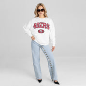 SAN FRANCISCO 49ERS SWEET PLAY PREMIUM FLEECE DROP SHOULDER CREWNECK PULLOVER