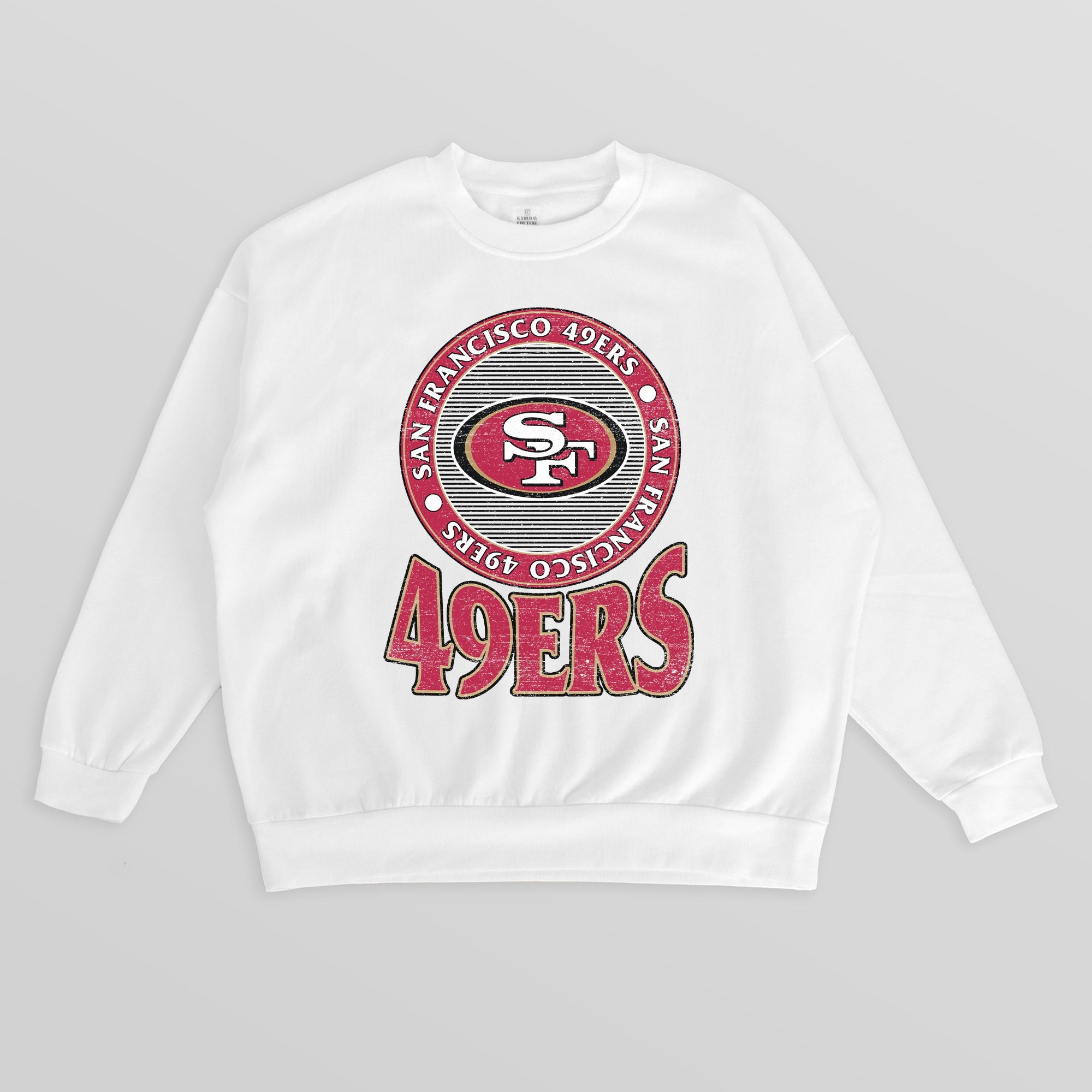 SAN FRANCISCO 49ERS ENDZONE PREMIUM FLEECE DROP SHOULDER CREWNECK PULLOVER