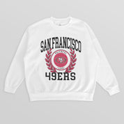 SAN FRANCISCO 49ERS GOLD STANDARD PREMIUM FLEECE DROP SHOULDER CREWNECK PULLOVER