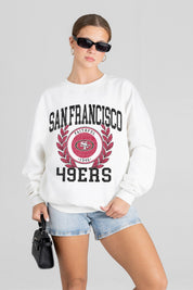 SAN FRANCISCO 49ERS GOLD STANDARD PREMIUM FLEECE DROP SHOULDER CREWNECK PULLOVER