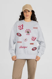 SAN FRANCISCO 49ERS ALL IN REPEAT PREMIUM FLEECE DROP SHOULDER CREWNECK PULLOVER