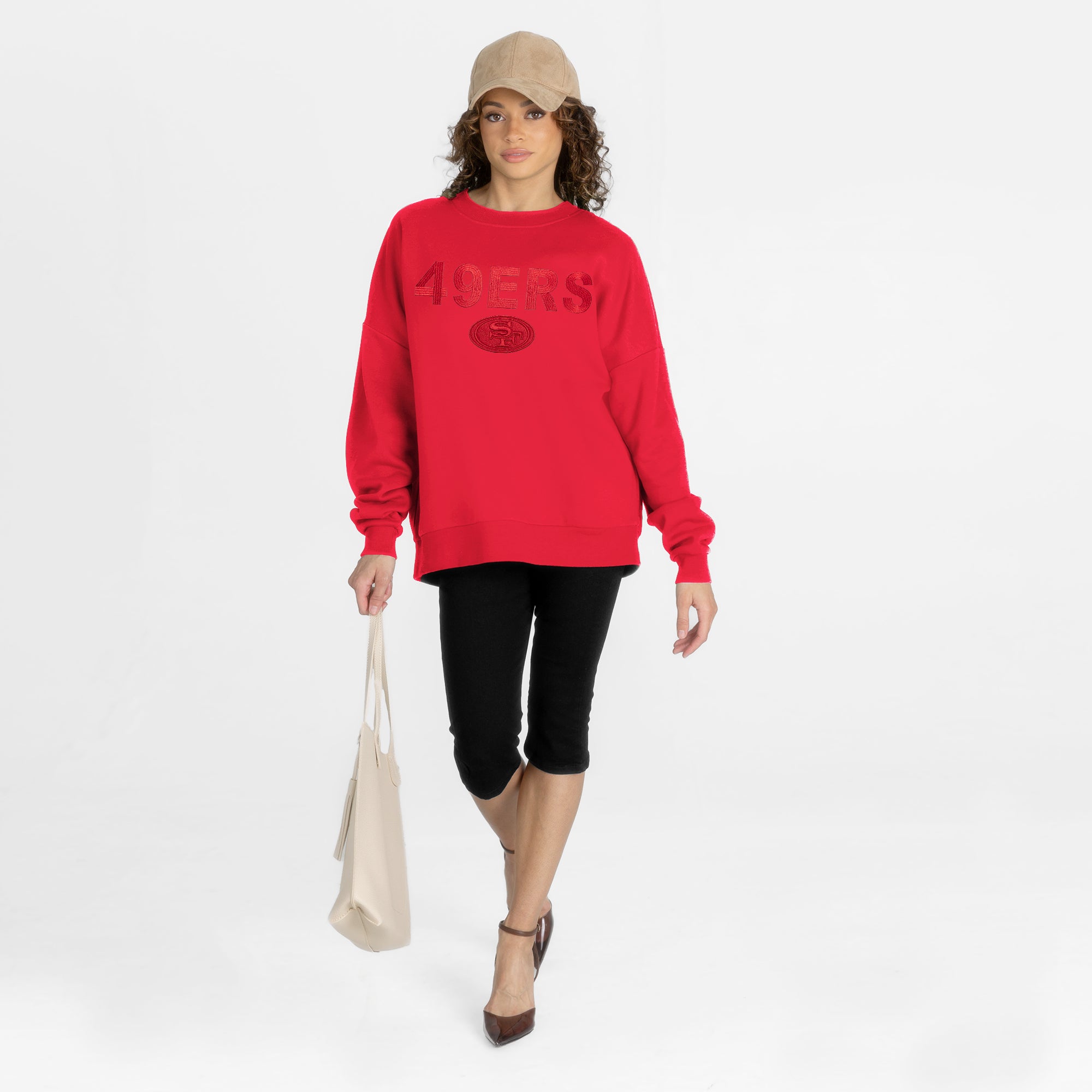 SAN FRANCISCO 49ERS ELITE ERA EMBROIDERED PREMIUM FLEECE CREWNECK