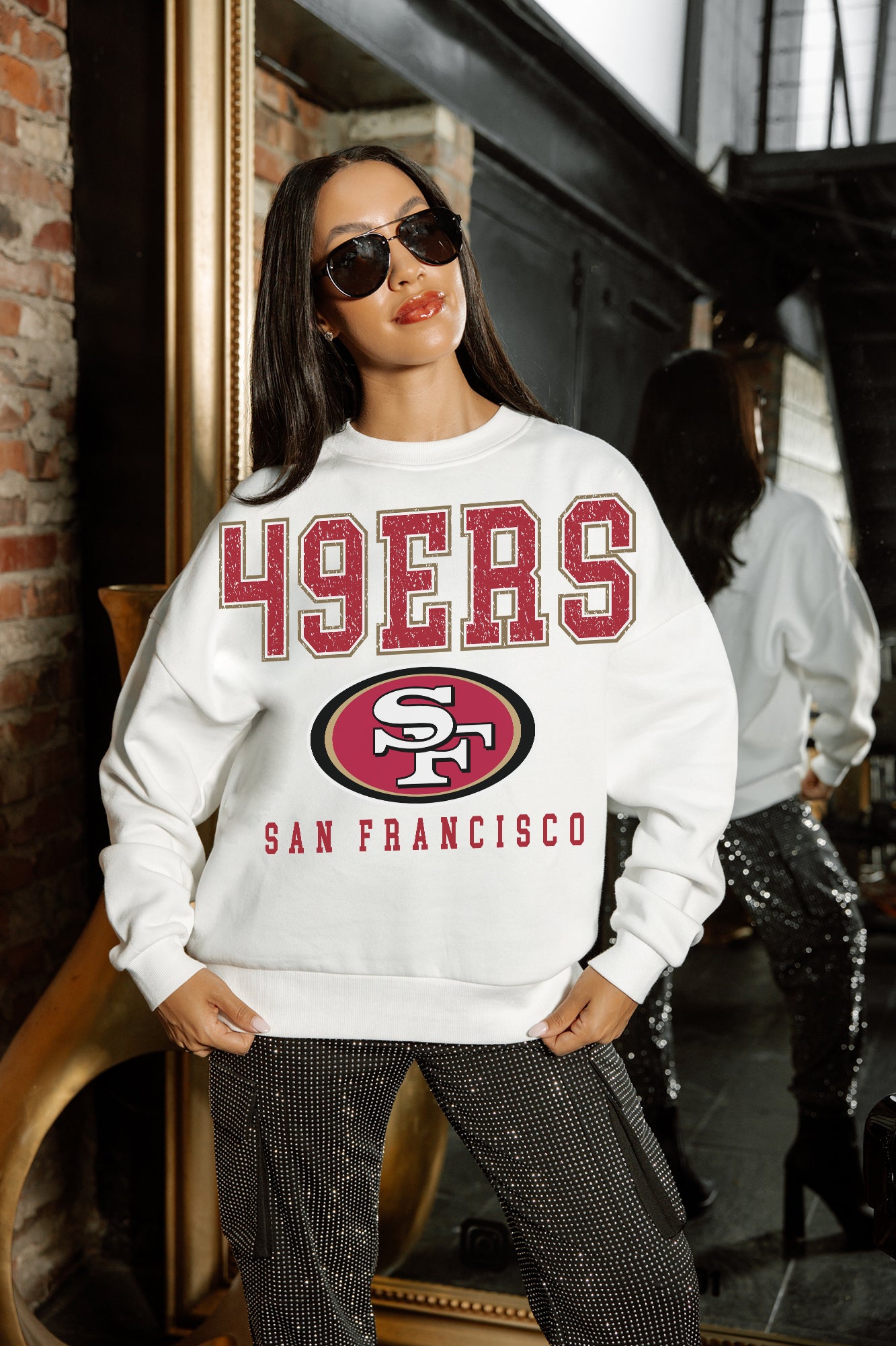 SAN FRANCISCO 49ERS Sunday Drives Fleece Crewneck Pullover