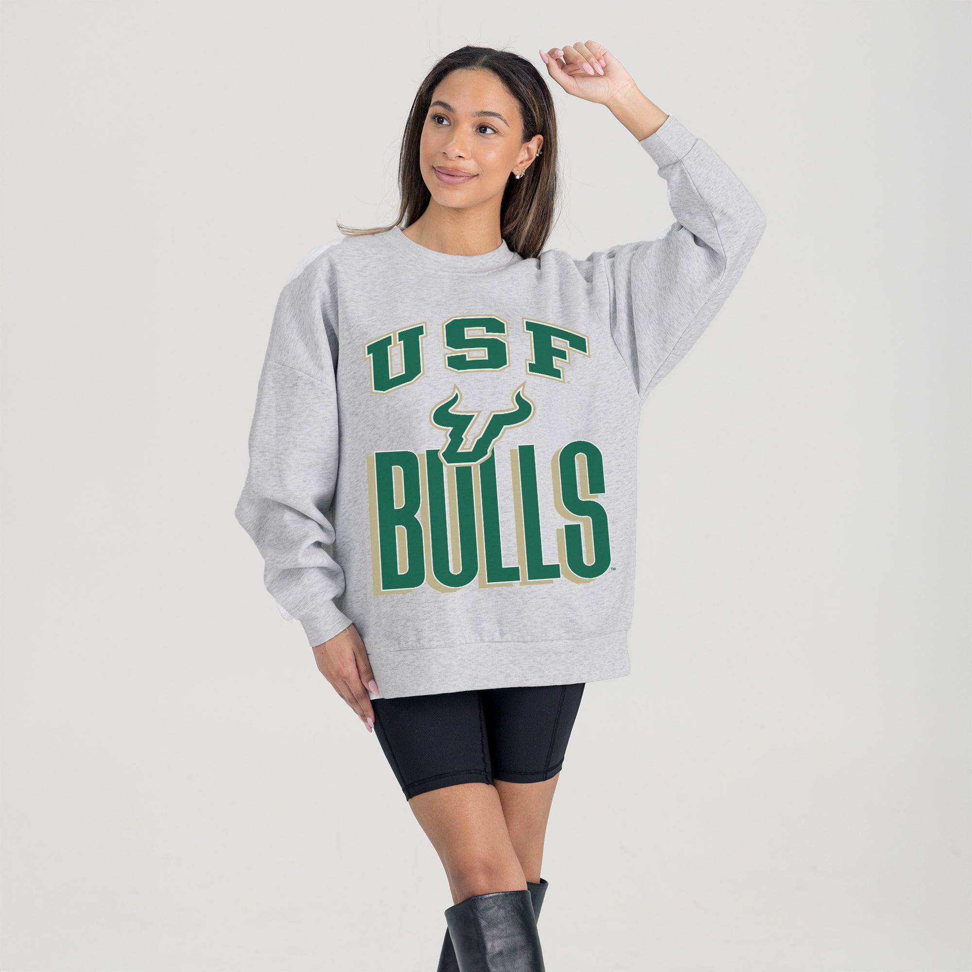 SOUTH FLORIDA BULLS FIERCE FOCUS PREMIUM FLEECE DROP SHOULDER CREWNECK PULLOVER