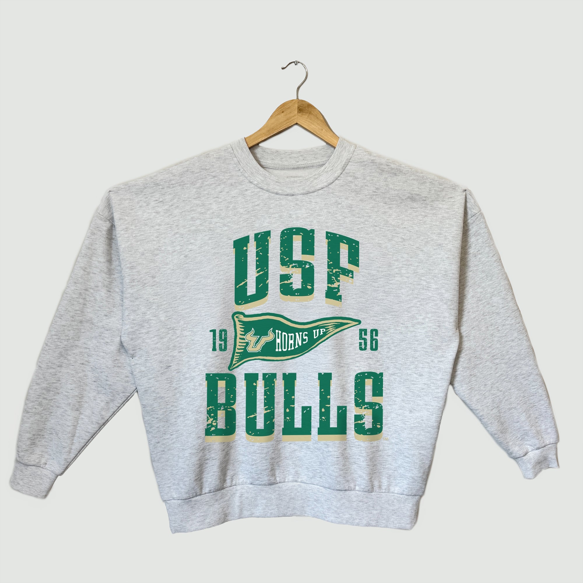 SOUTH FLORIDA BULLS PENNANT PRIDE PREMIUM FLEECE DROP SHOULDER CREWNECK PULLOVER