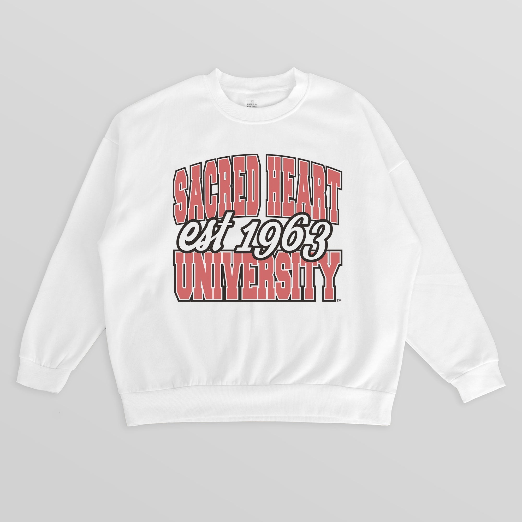 SACRED HEART PIONEERS FADED FORMATION PREMIUM FLEECE DROP SHOULDER CREWNECK PULLOVER