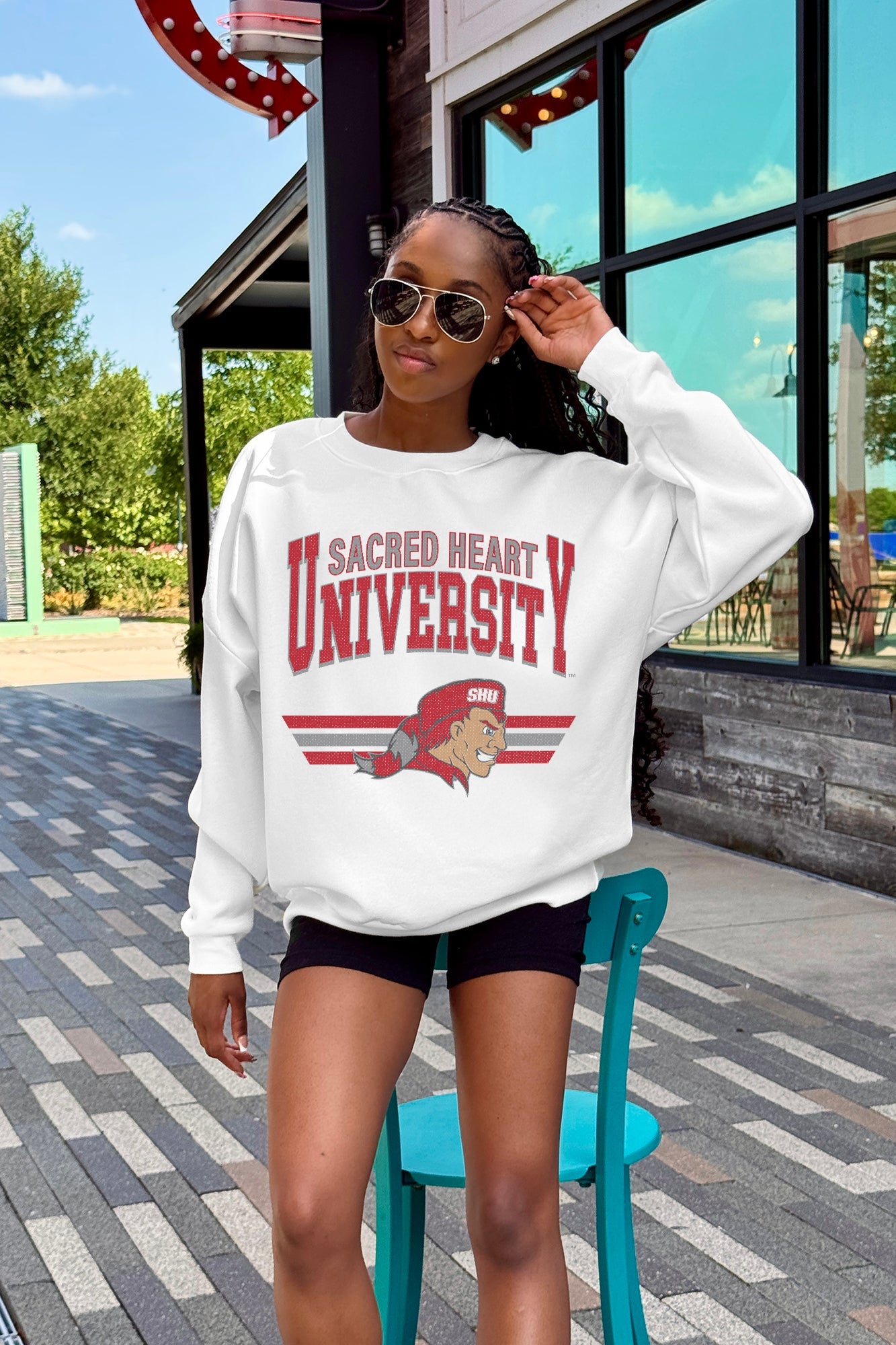 SACRED HEART PIONEERS SWIFT STRIKE PREMIUM FLEECE DROP SHOULDER CREWNECK PULLOVER
