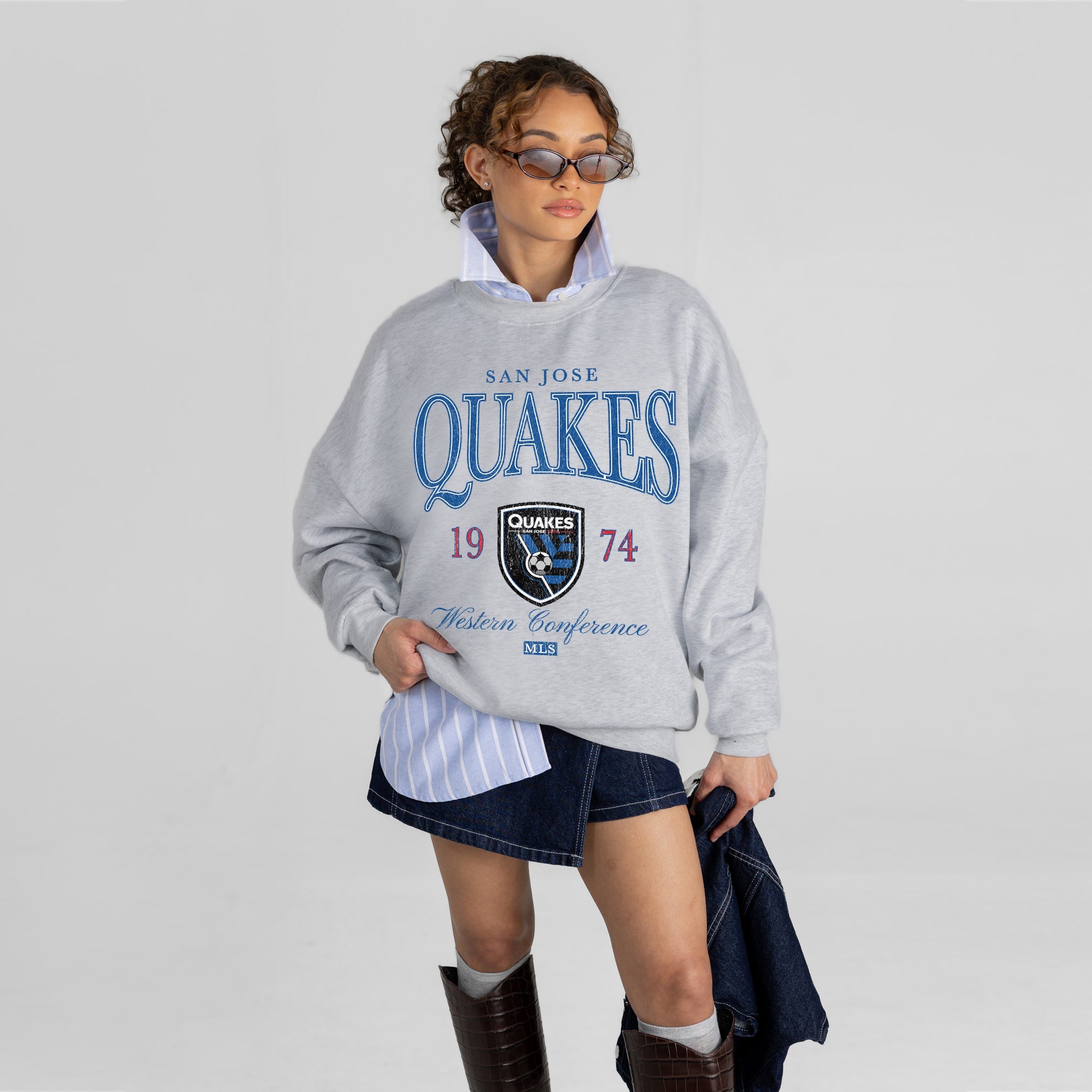 SAN JOSE EARTHQUAKES INSTANT CLASSIC PREMIUM FLEECE DROP SHOULDER CREWNECK PULLOVER