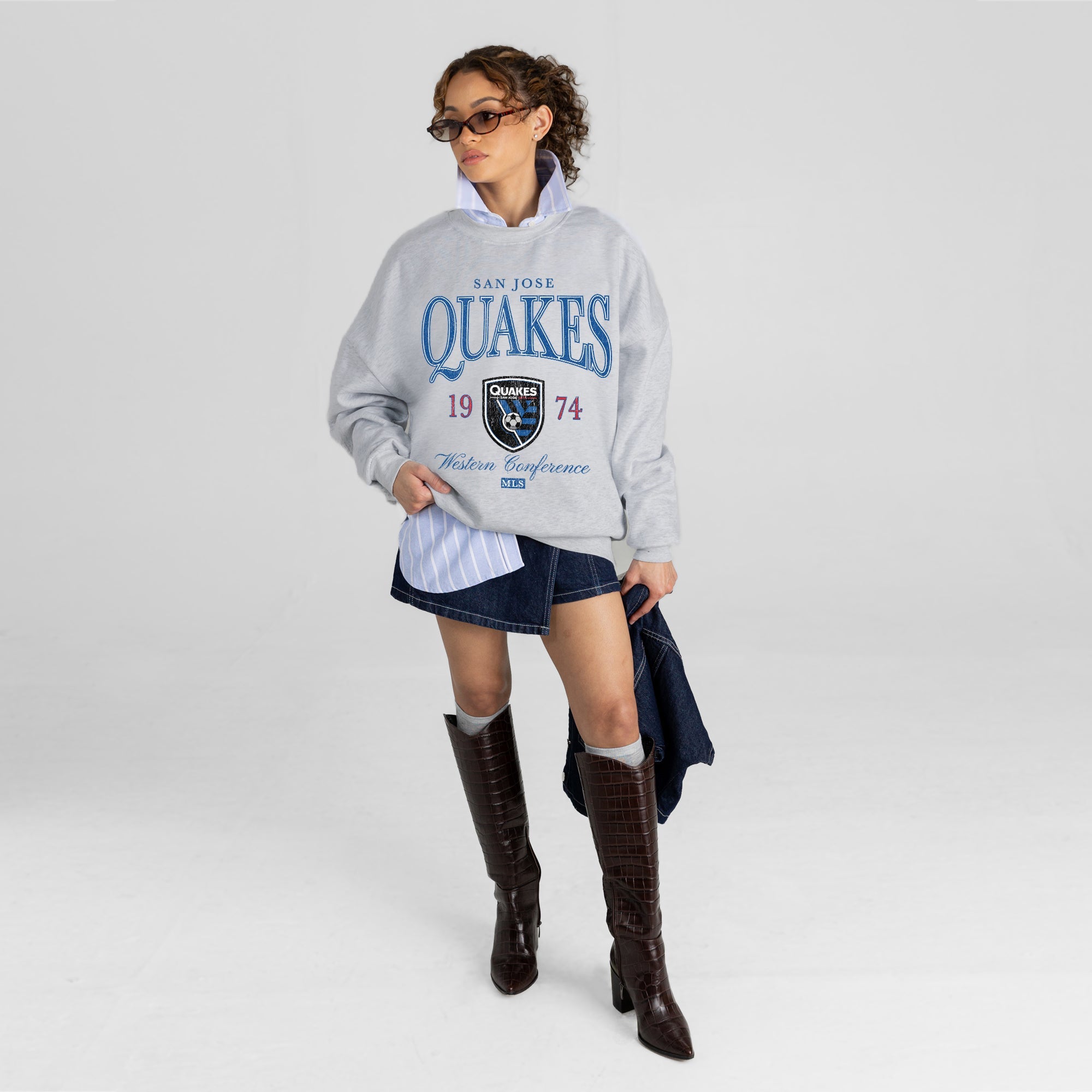 SAN JOSE EARTHQUAKES INSTANT CLASSIC PREMIUM FLEECE DROP SHOULDER CREWNECK PULLOVER