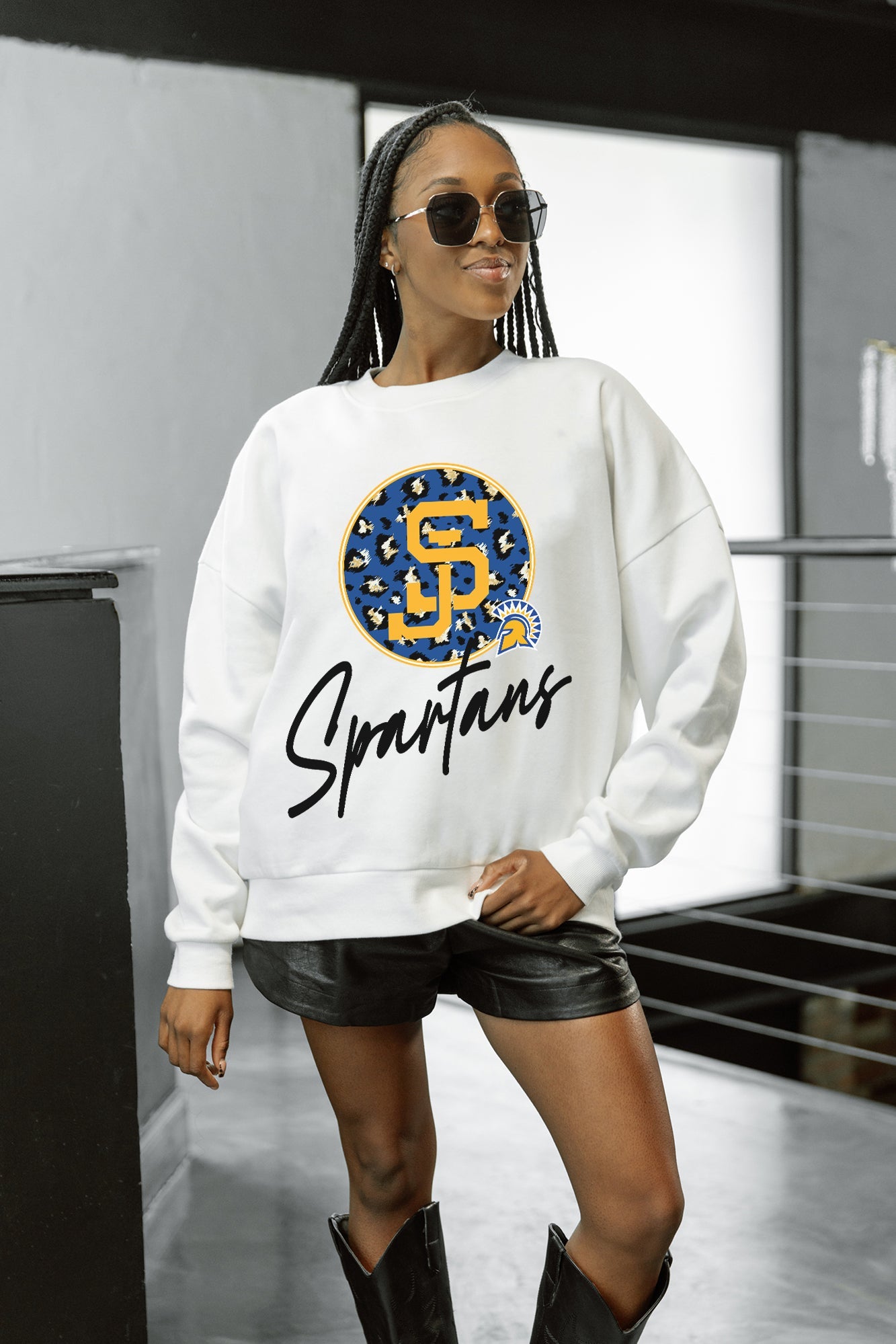 SAN JOSE STATE SPARTANS WILD BREAKTHROUGH PREMIUM FLEECE CREWNECK PULLOVER