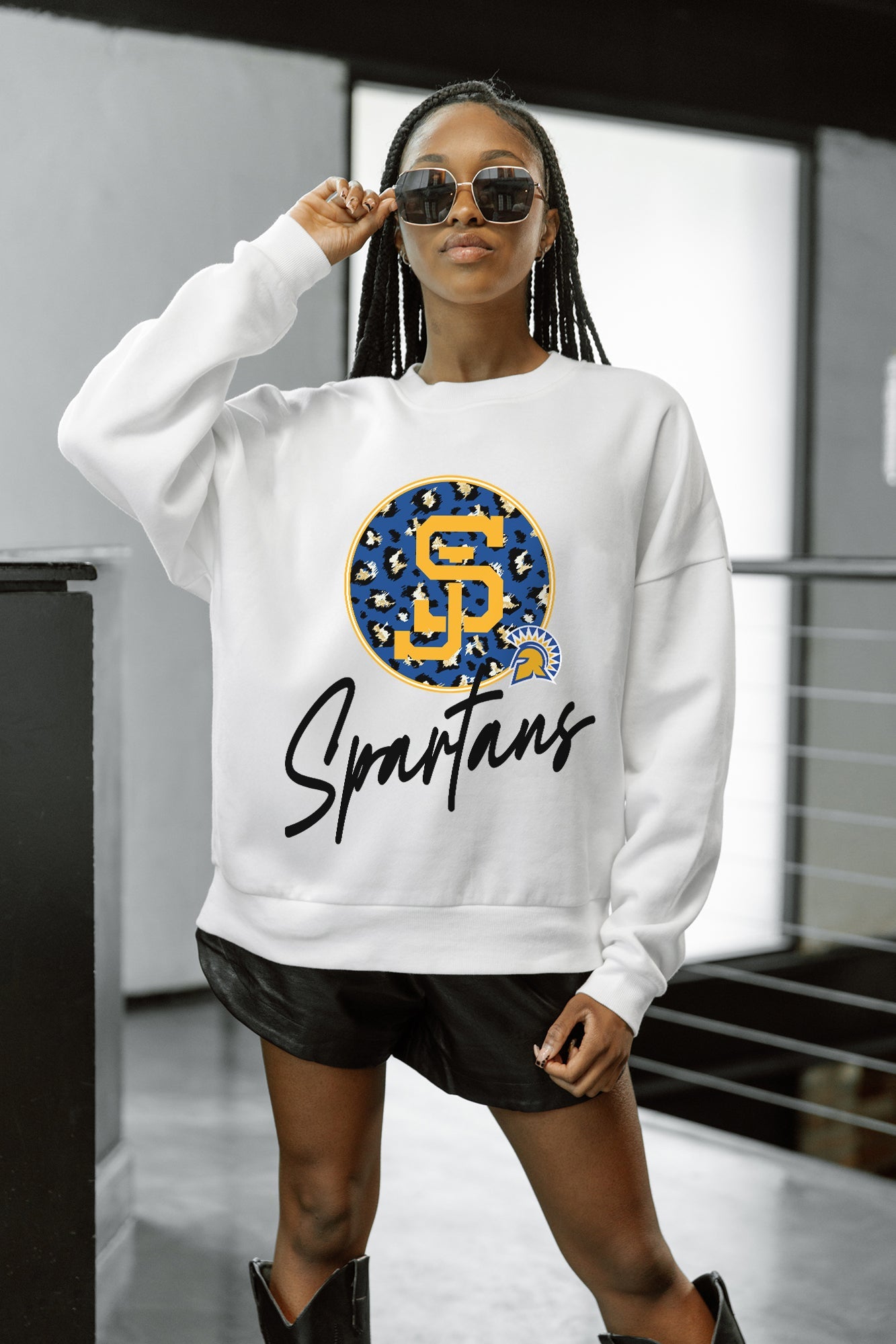 SAN JOSE STATE SPARTANS WILD BREAKTHROUGH PREMIUM FLEECE CREWNECK PULLOVER