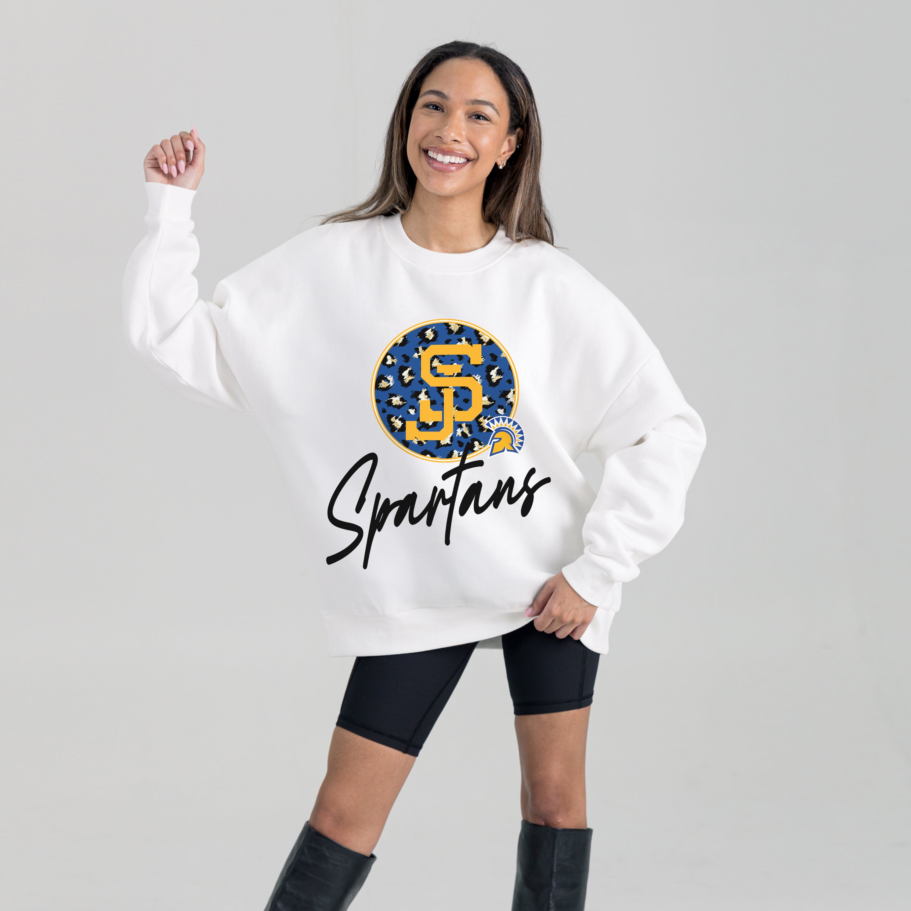 SAN JOSE STATE SPARTANS WILD BREAKTHROUGH PREMIUM FLEECE CREWNECK PULLOVER