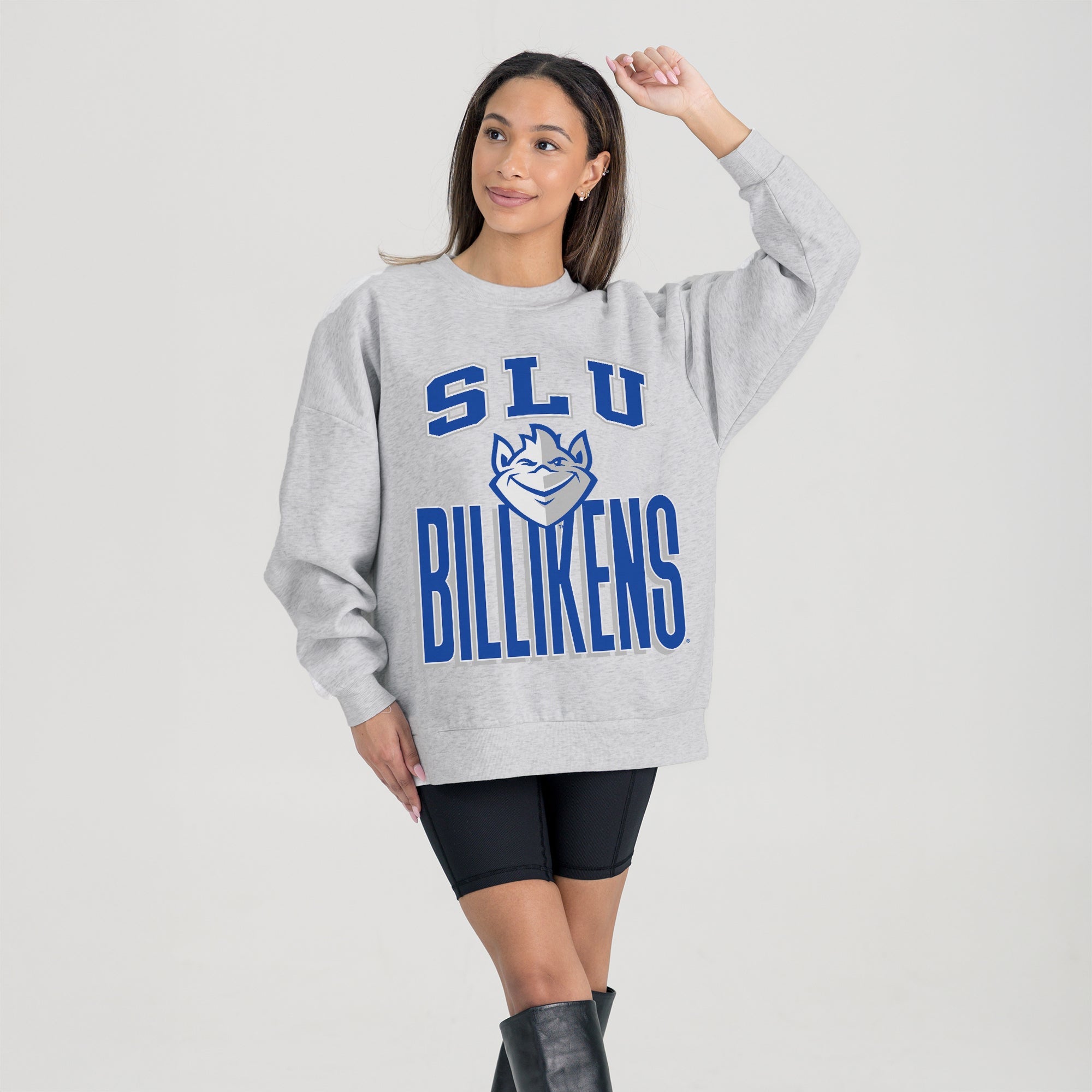 SAINT LOUIS BILLIKENS FIERCE FOCUS PREMIUM FLEECE DROP SHOULDER CREWNECK PULLOVER